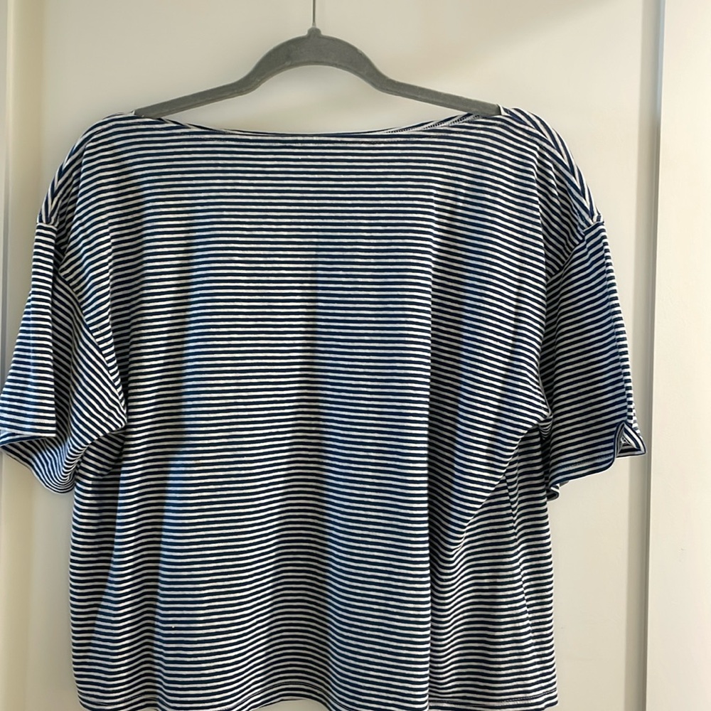 Theory Blue&White Striped Cotton Tee